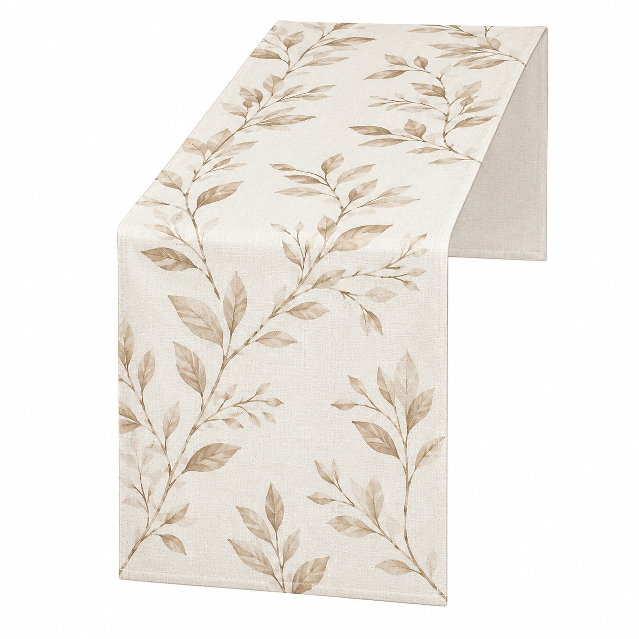 Camino de Mesa Beige con Diseño de Hojas 180x33cm