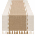 Camino de Mesa Beige con Flecos 180x35 cm