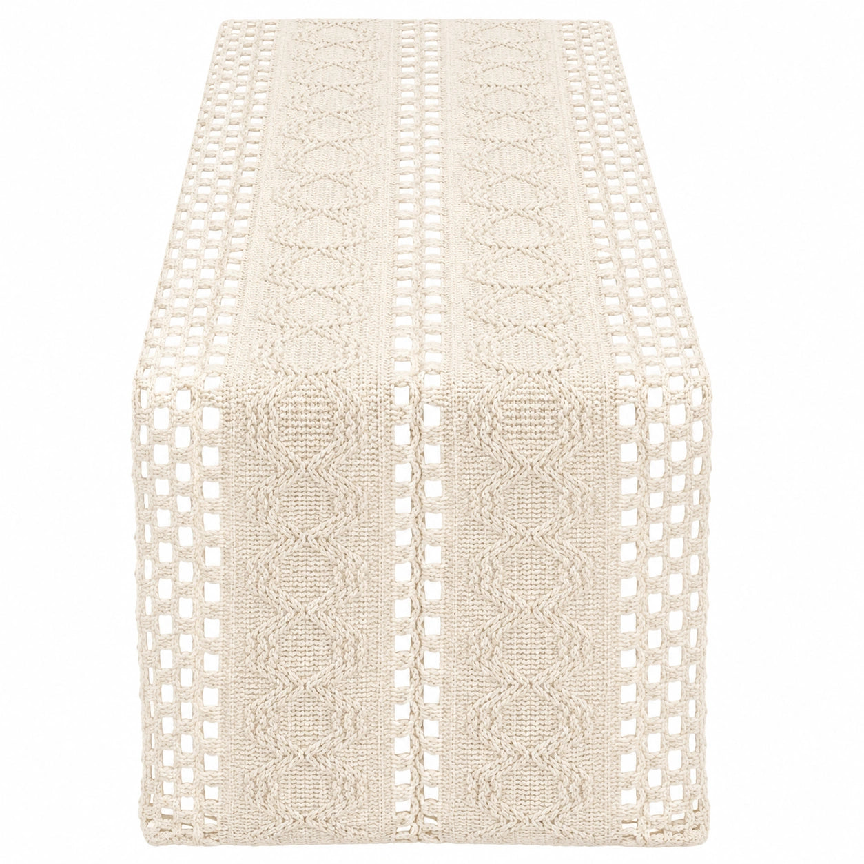 Camino de Mesa Beige con Diseño Geométrico Elegante