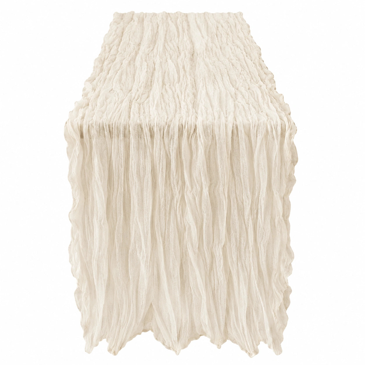 Caminero de Mesa de Gasa Texturizada Beige 180x40 cm