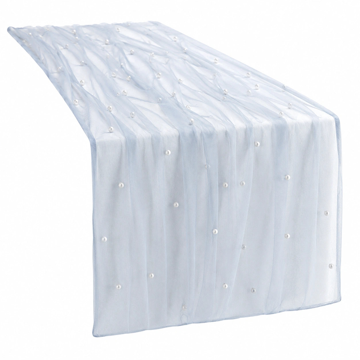 Camino de Mesa de Organza con Perlas Azul Claro 180x35cm