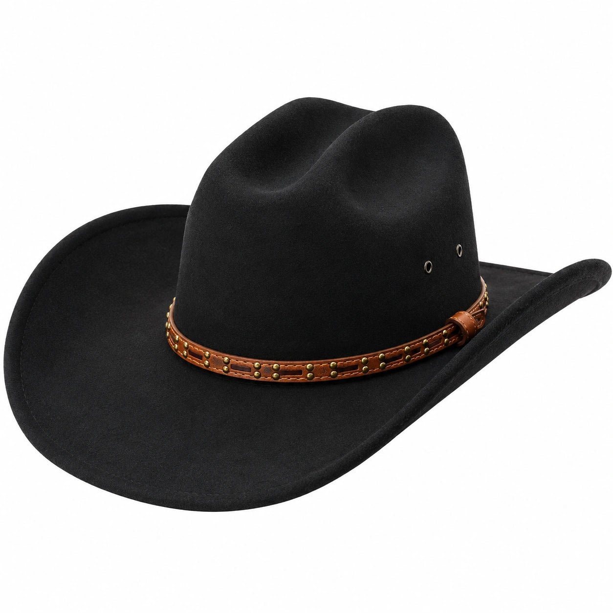 Sombrero vaquero negro con cinta decorativa