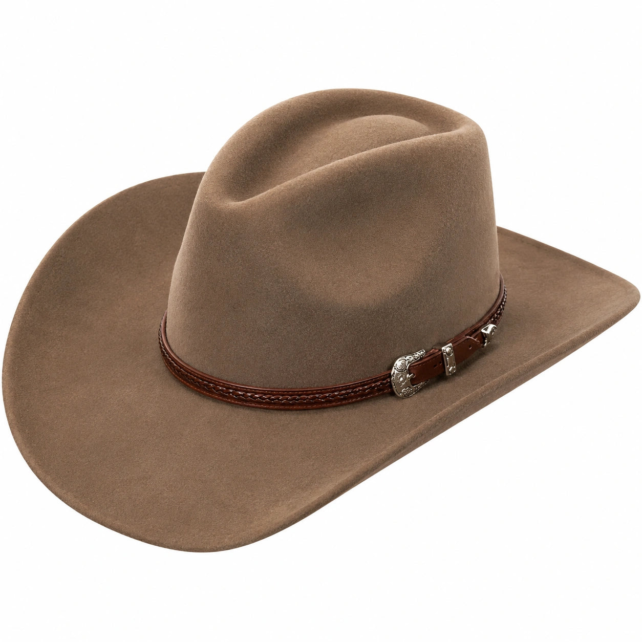 Sombrero Vaquero de Fieltro Marrón con Hebilla Decorativa