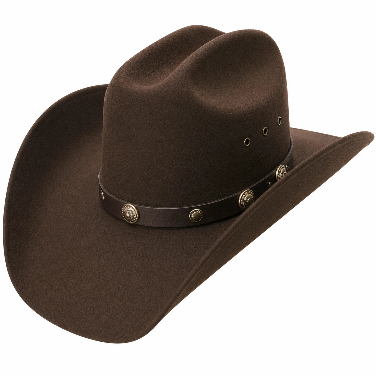 Sombrero Vaquero Marrón con Banda Decorativa Metálica