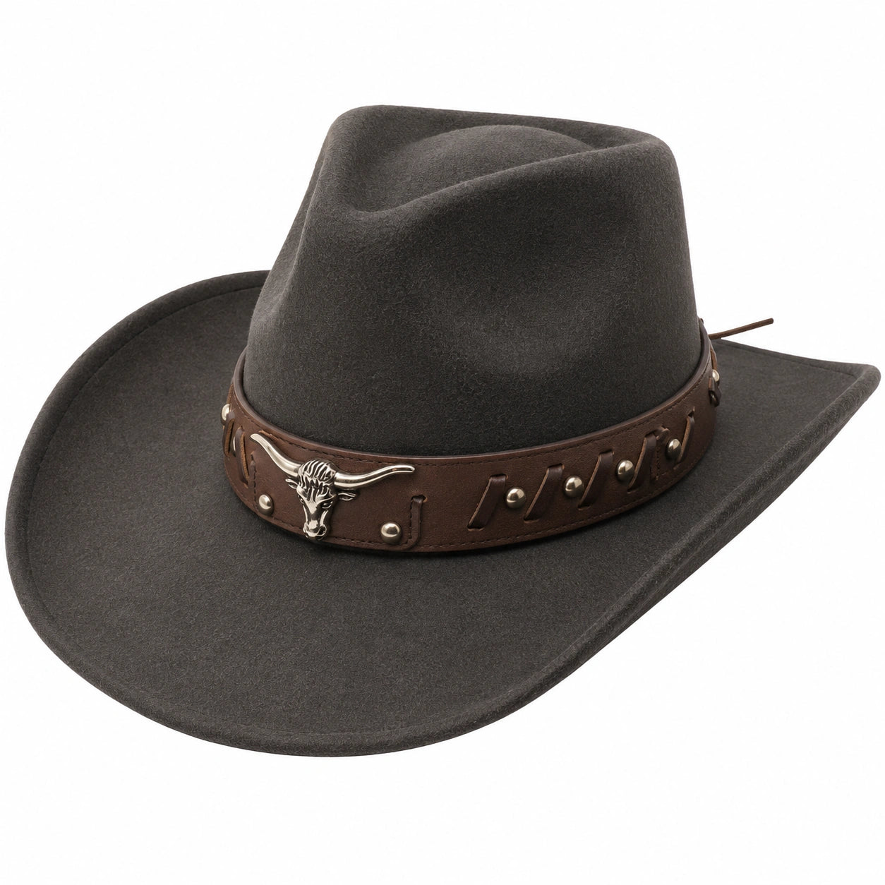 Sombrero Vaquero Gris con Banda Decorativa