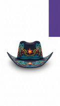 Sombrero vaquero denim con pespuntes gráficos