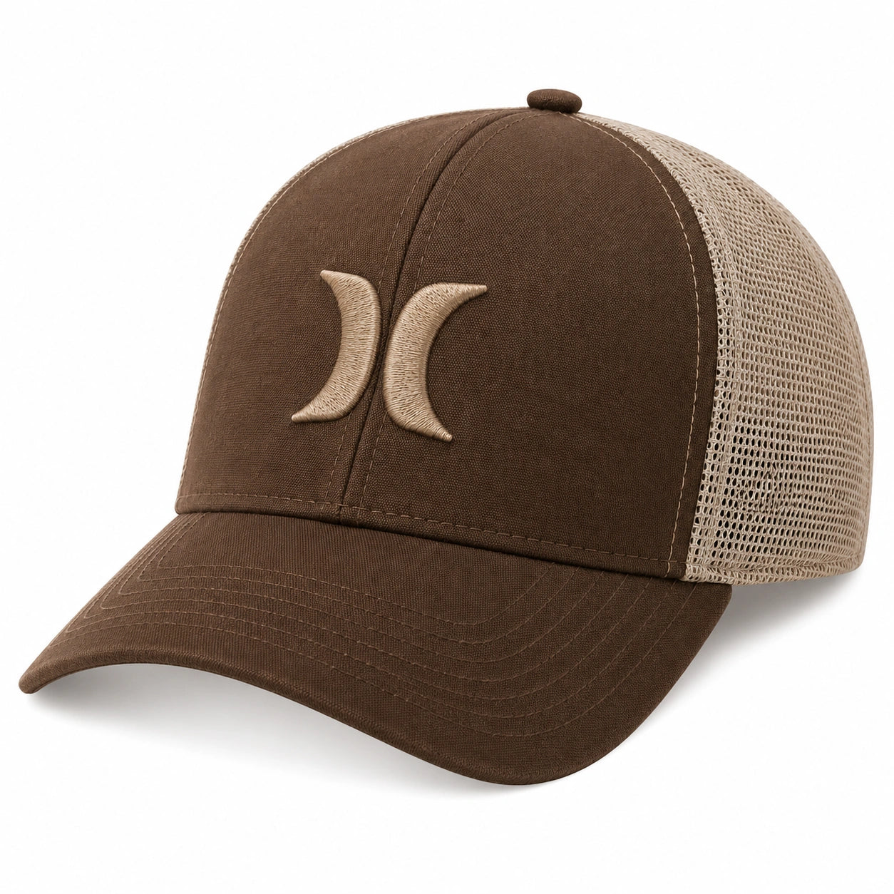 Gorra Trucker Marrón y Beige con Logo Bordado