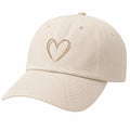 Gorra de béisbol beige con bordado de corazón unisex