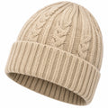 Gorro de Punto Trenzado Beige para Invierno