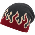 Gorro de Punto con Diseño de Llamas Negro y Rojo Unisex