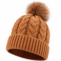 Gorro de Invierno Trenzado con Pompon Marrón