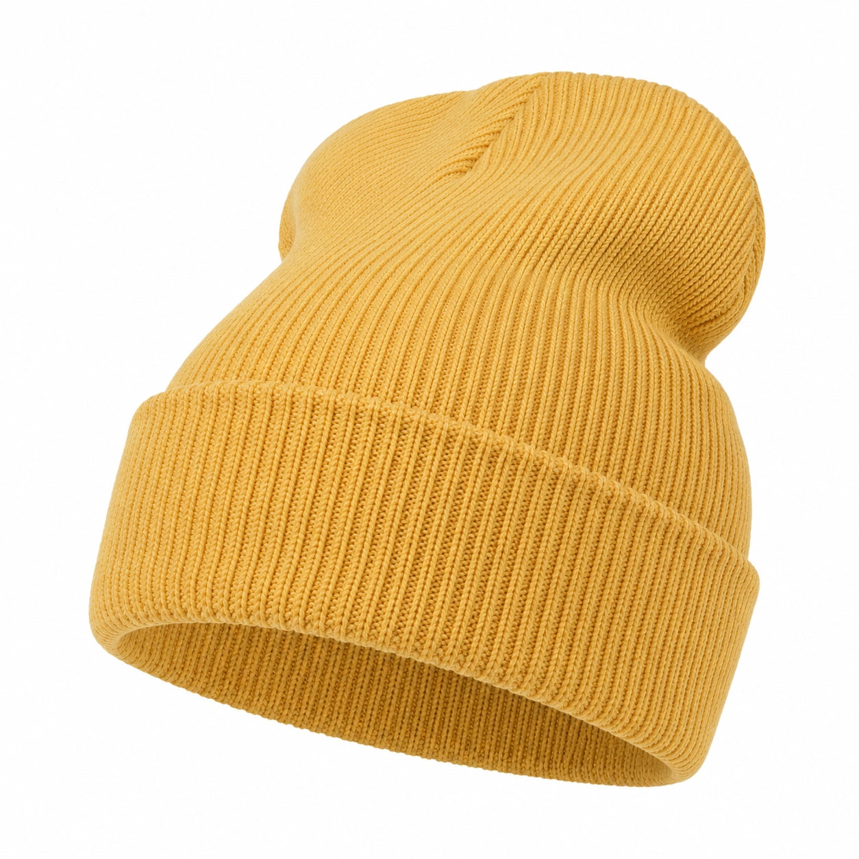 Gorro de punto unisex amarillo mostaza