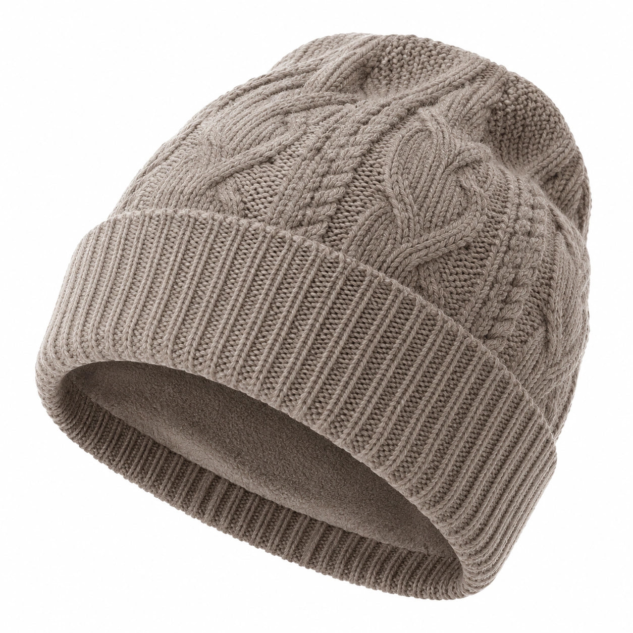 Gorro Clásico de Punto Trenzado Beige