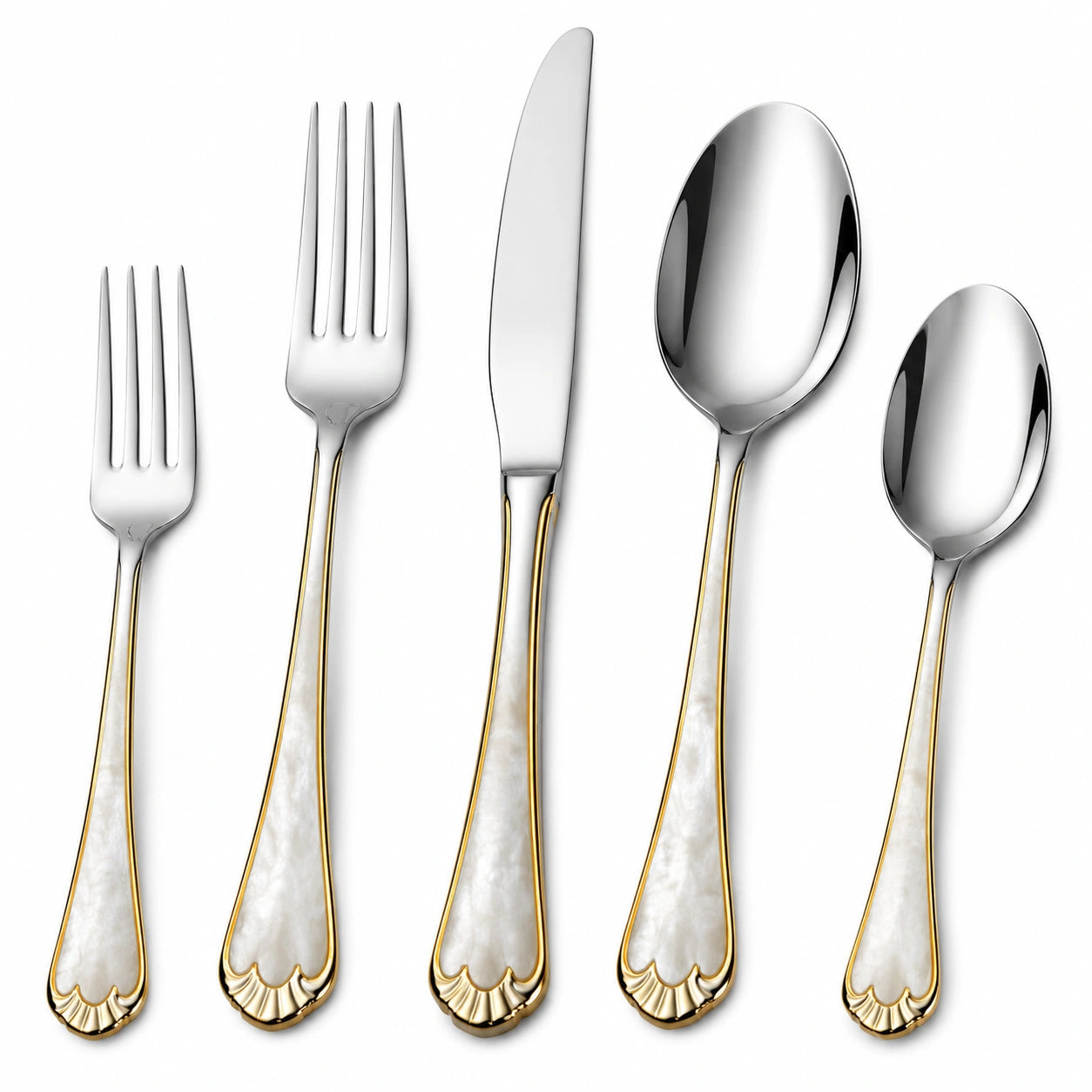 Juego de Cubiertos de Diseño Elegante Dorado y Plateado