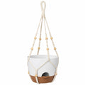 Macetero Colgante con Cuerda de Algodón y Macramé Blanco y Terracota