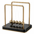 Péndulo de Newton Decorativo Dorado y Negro con Base de Mármol