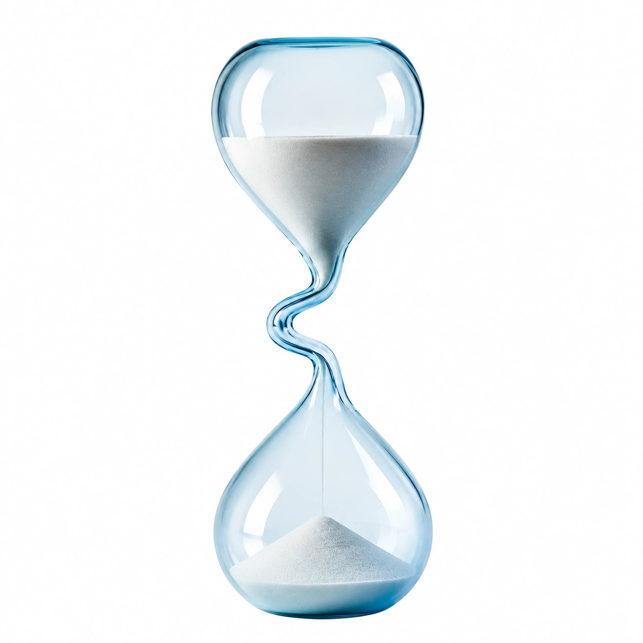 Reloj de Arena de Vidrio Azul con Diseño Curvo