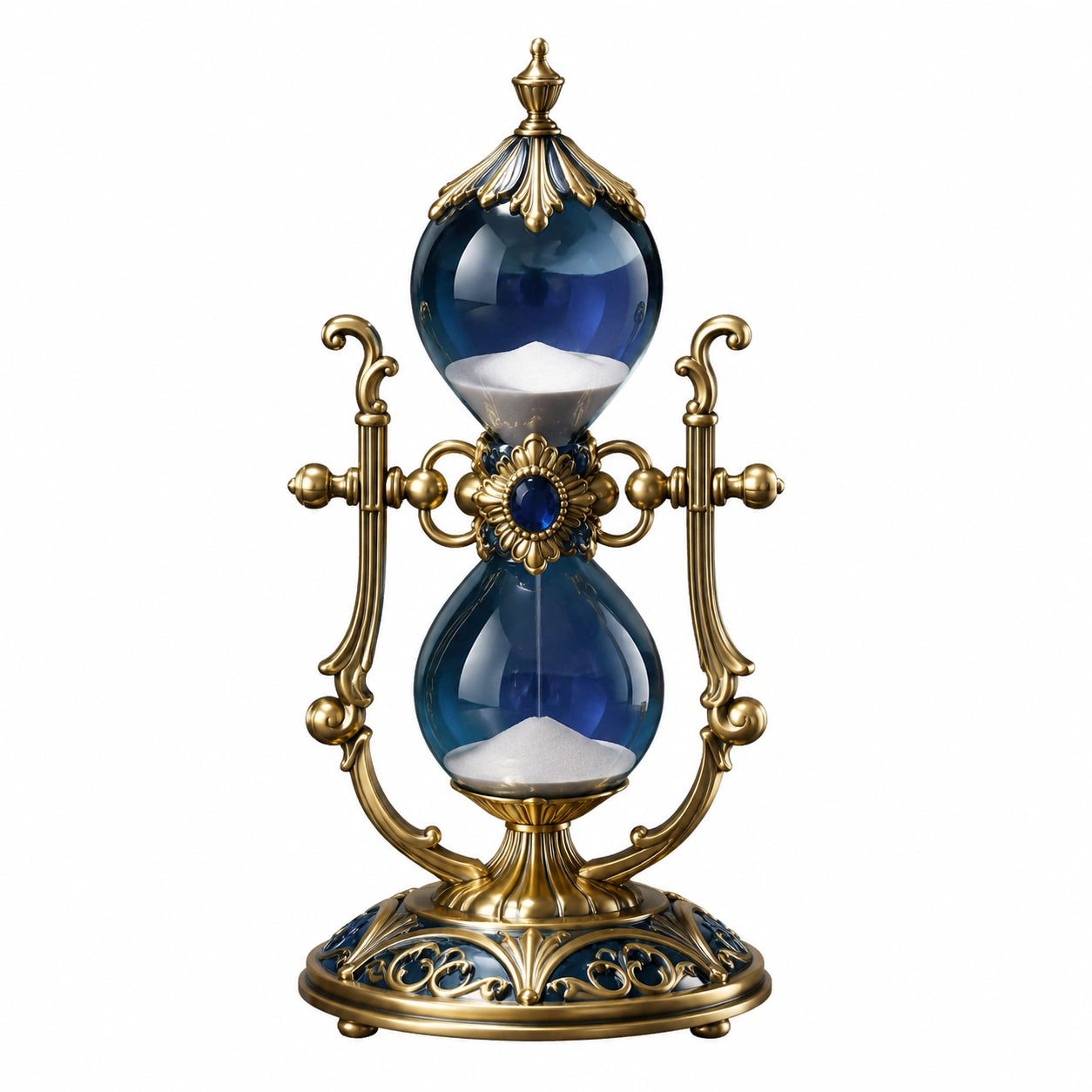 Reloj de Arena Decorativo Vintage Azul y Dorado